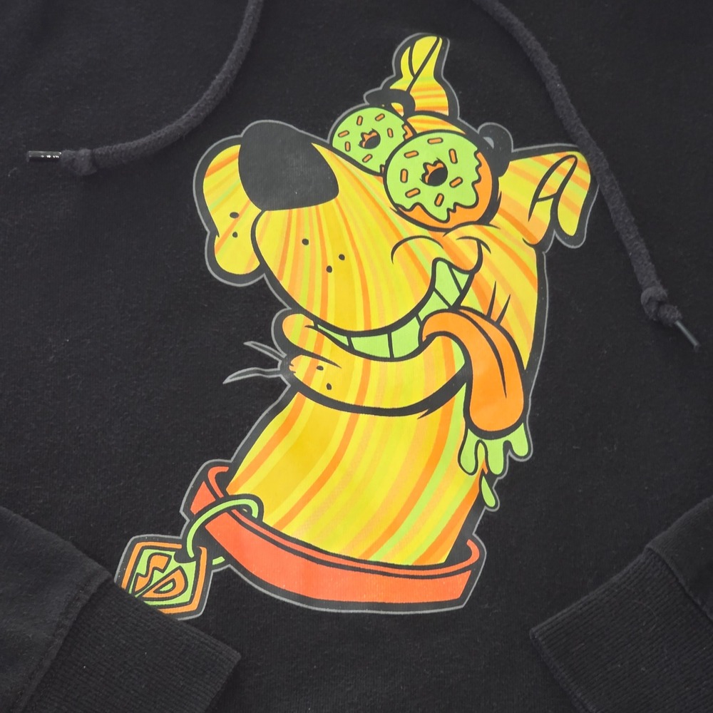Scooby-Doo Graphic Hoodie‎ Black Neon Green Sleeve Print Sweatshirt Large Donuts